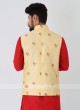 Art Silk Embroidered Yellow Color Nehru Jacket